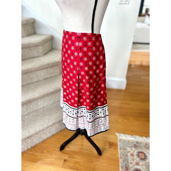 Charter Club Red Nautical Anchor Printed A-Line Knee Length Skirt - Picture 4 of 7
